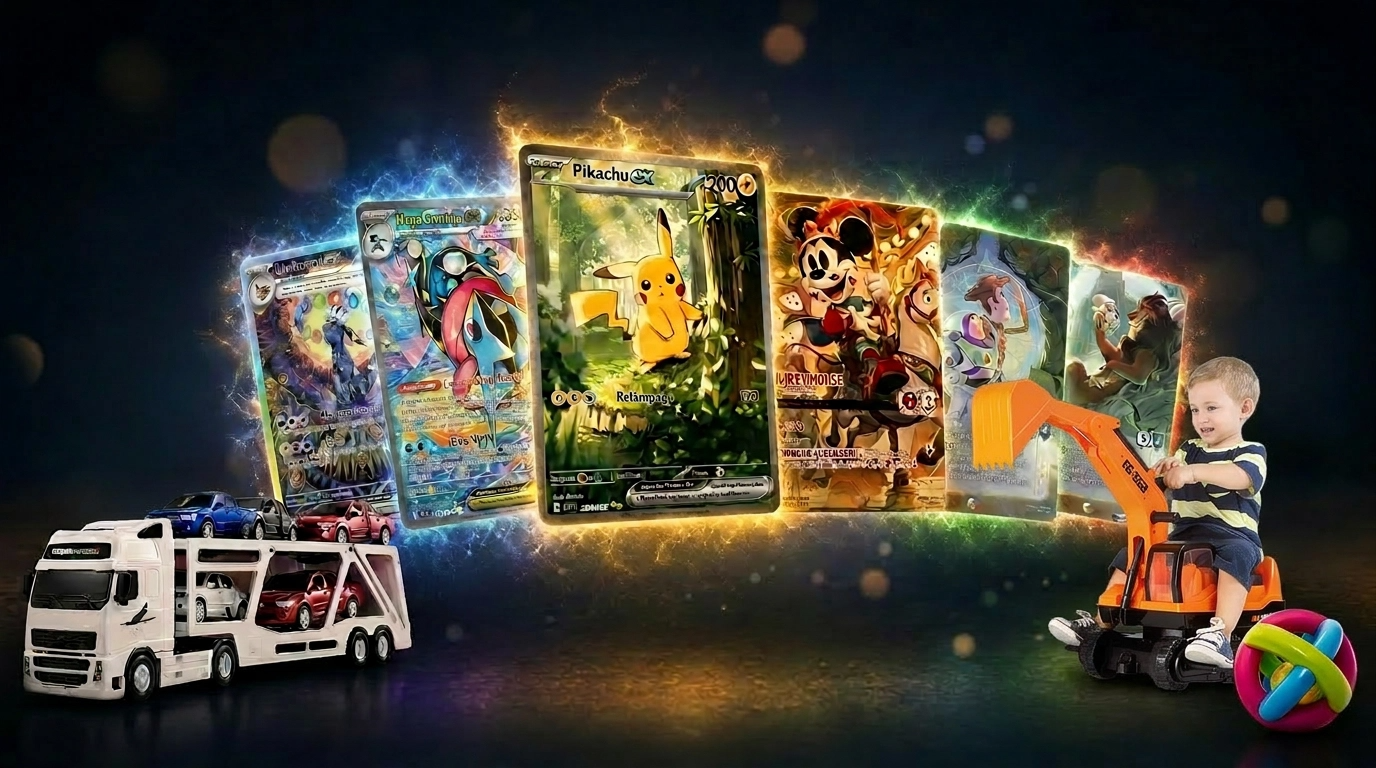 Brinquedos e cartas colecionáveis